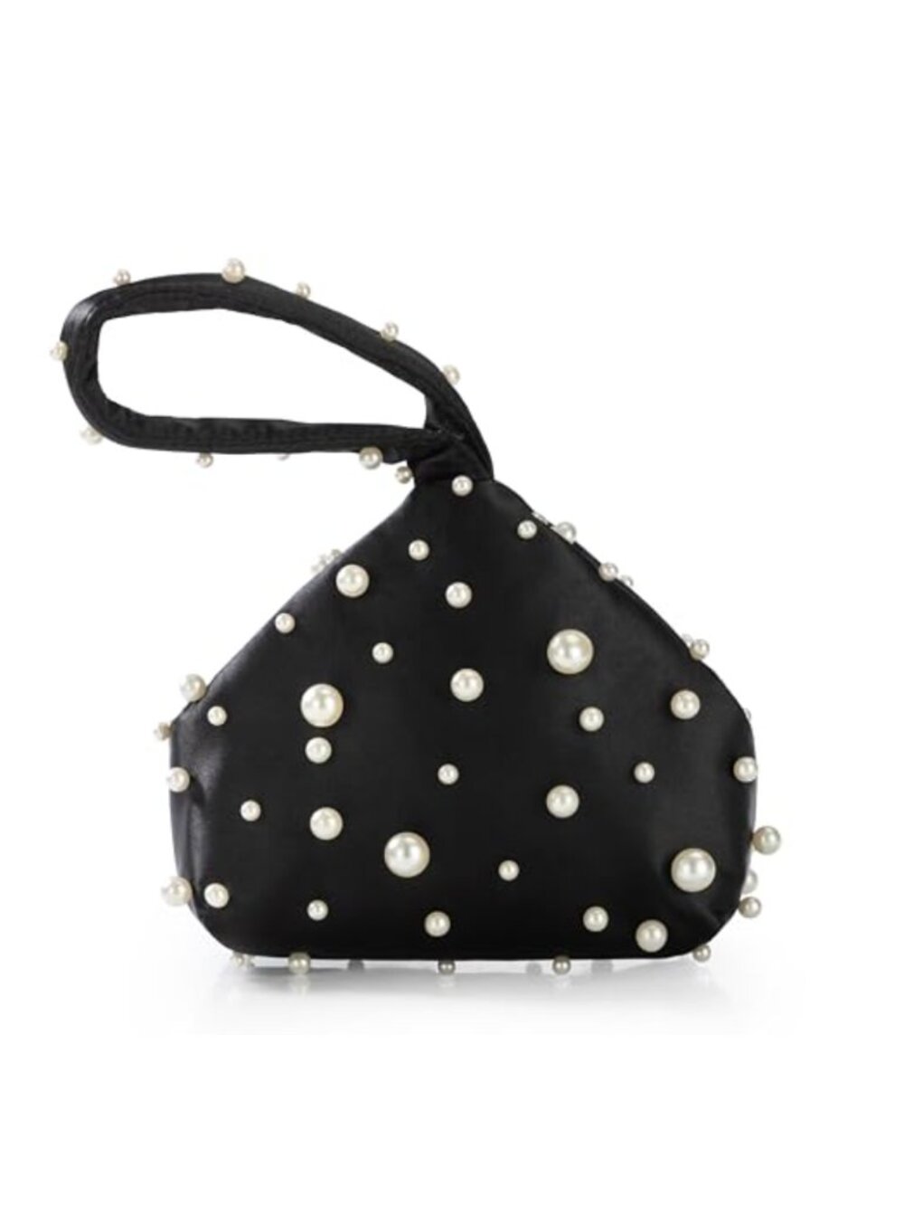 Pearl Embellished Satin Evening Clutch Wristlet Formal Party Bag for Women